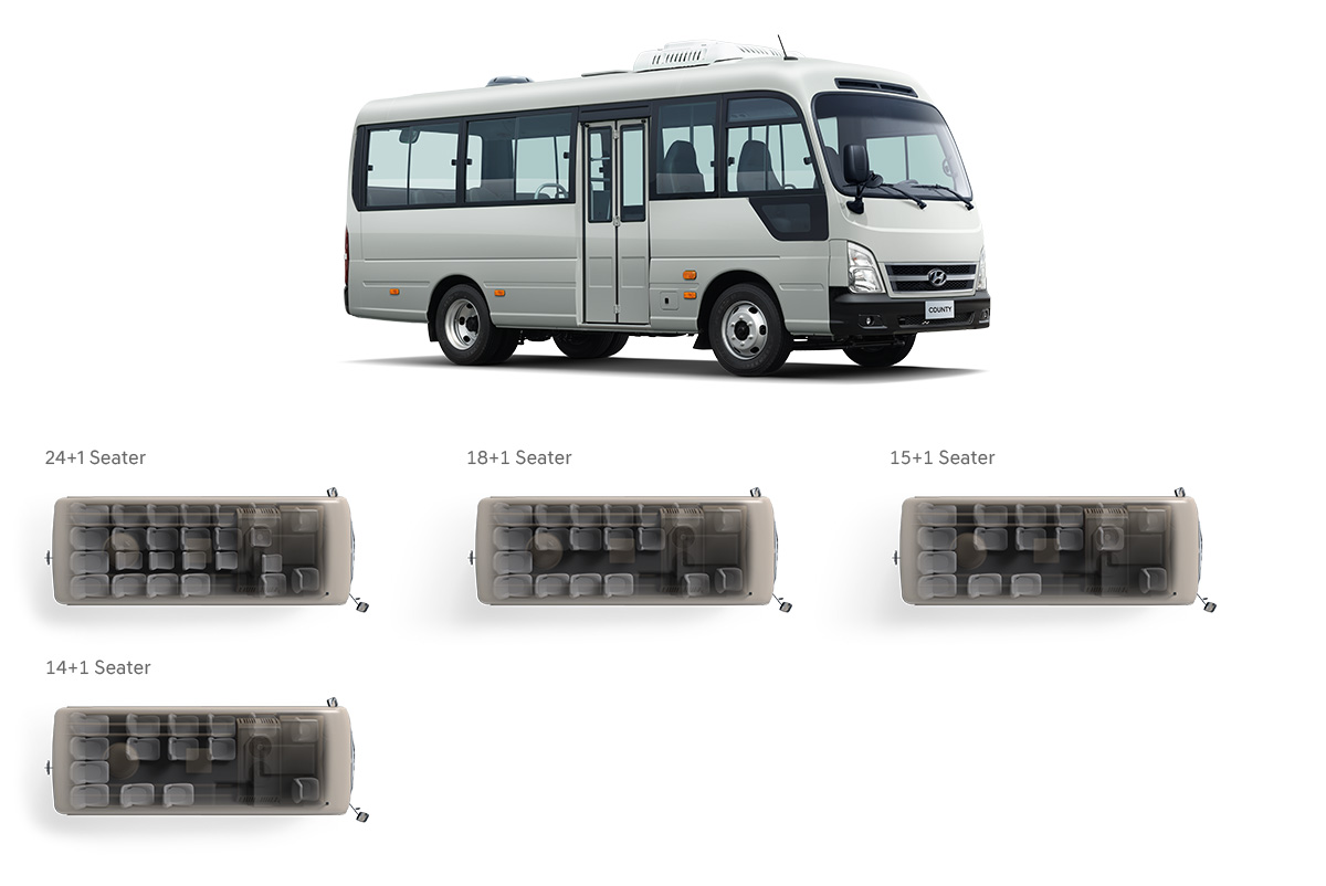 County New Breeze Standard : 24+1 Seater ,18+1 Seater, 15+1 Seater, 14+1 Seater